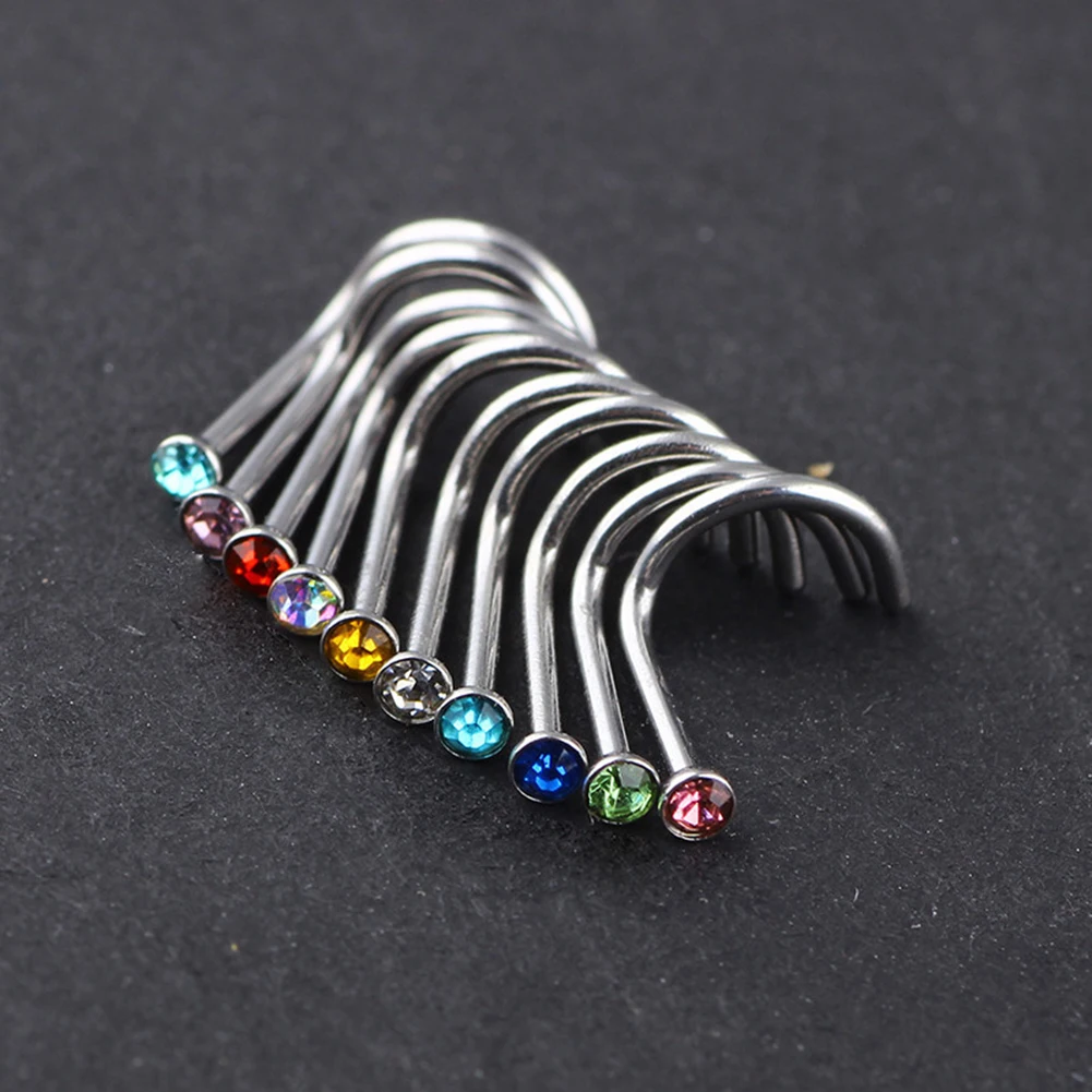 Серьги-гвоздики из нержавеющей стали с кристаллами Стразы для носа