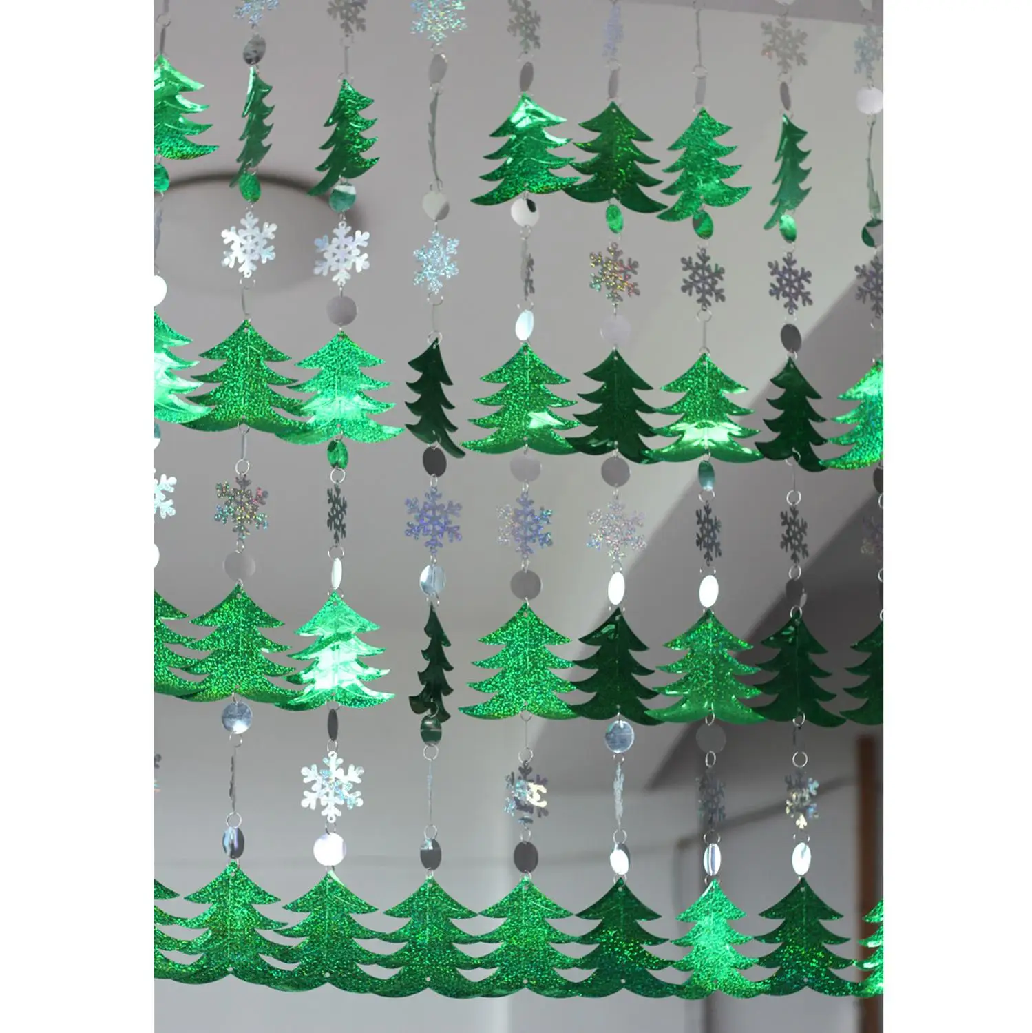 Рождественская новогодняя декоративная занавеска из ПВХ с блестками