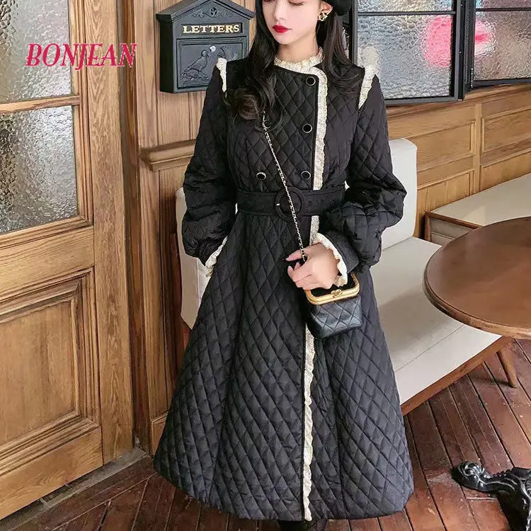 

Long Winter Jacket Dress Women Parkas Thicken Warm Parka Coat Oversized Loose Long Outerwear Korean Fashion 2021 Black Parkas