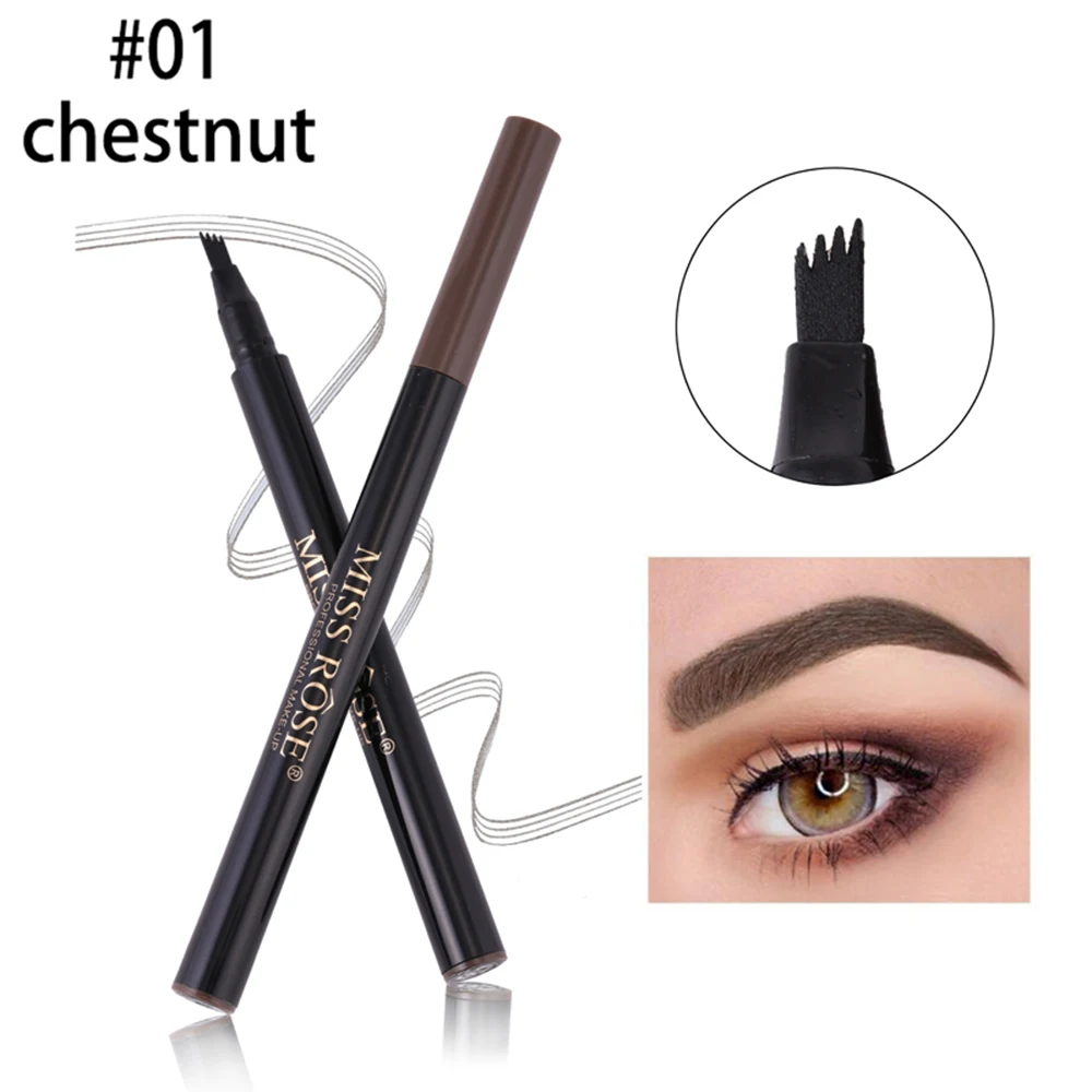 MISS ROSE 4 головы вилка кончик Microblading жидкая подводка для бровей Водонепроницаемая ручка для татуировки Оттенок тонкий эскиз набор кистей для макияжа TSLM1