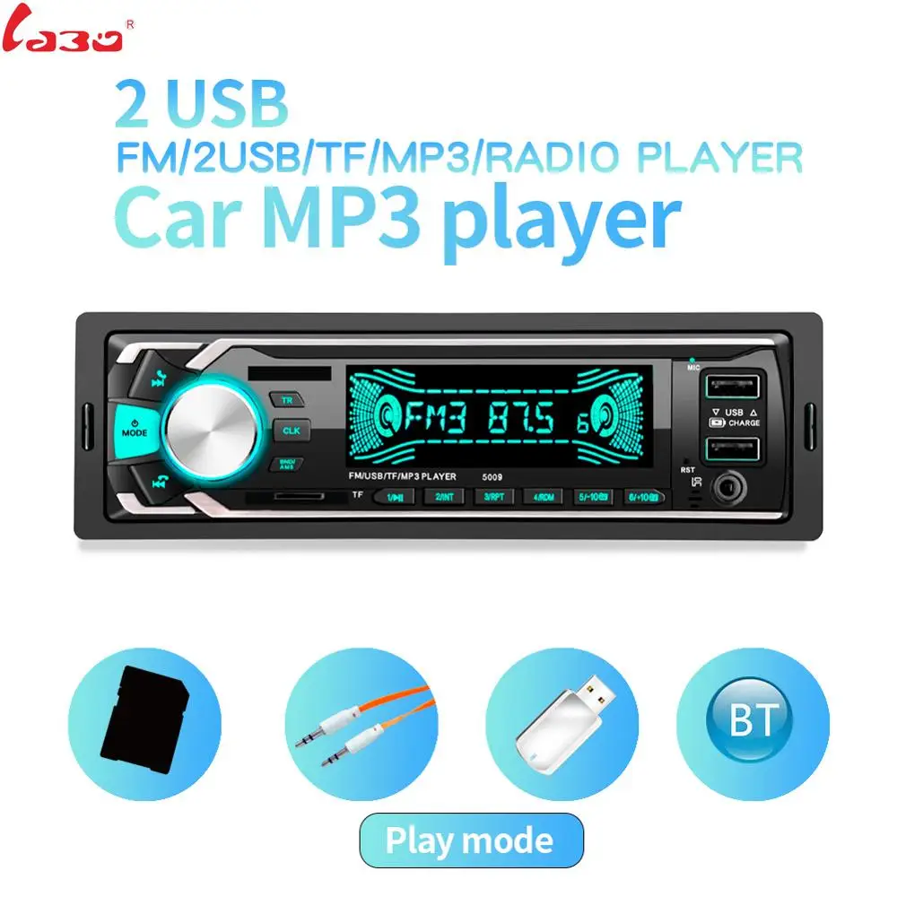 Car Stereo with Bluetooth Car Radio Car Audio Player Support Phone Fast Charge USB SD Card AUX in with Wireless Remote Control