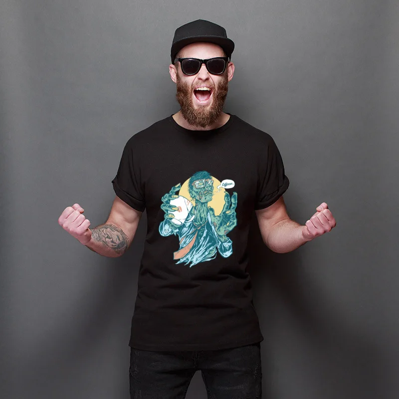 

New Coming No Coffee Me Zombie Comics Men Tees Cute Comfortable T Shirts Cool Pure Cotton Tee-Shirts Hipster