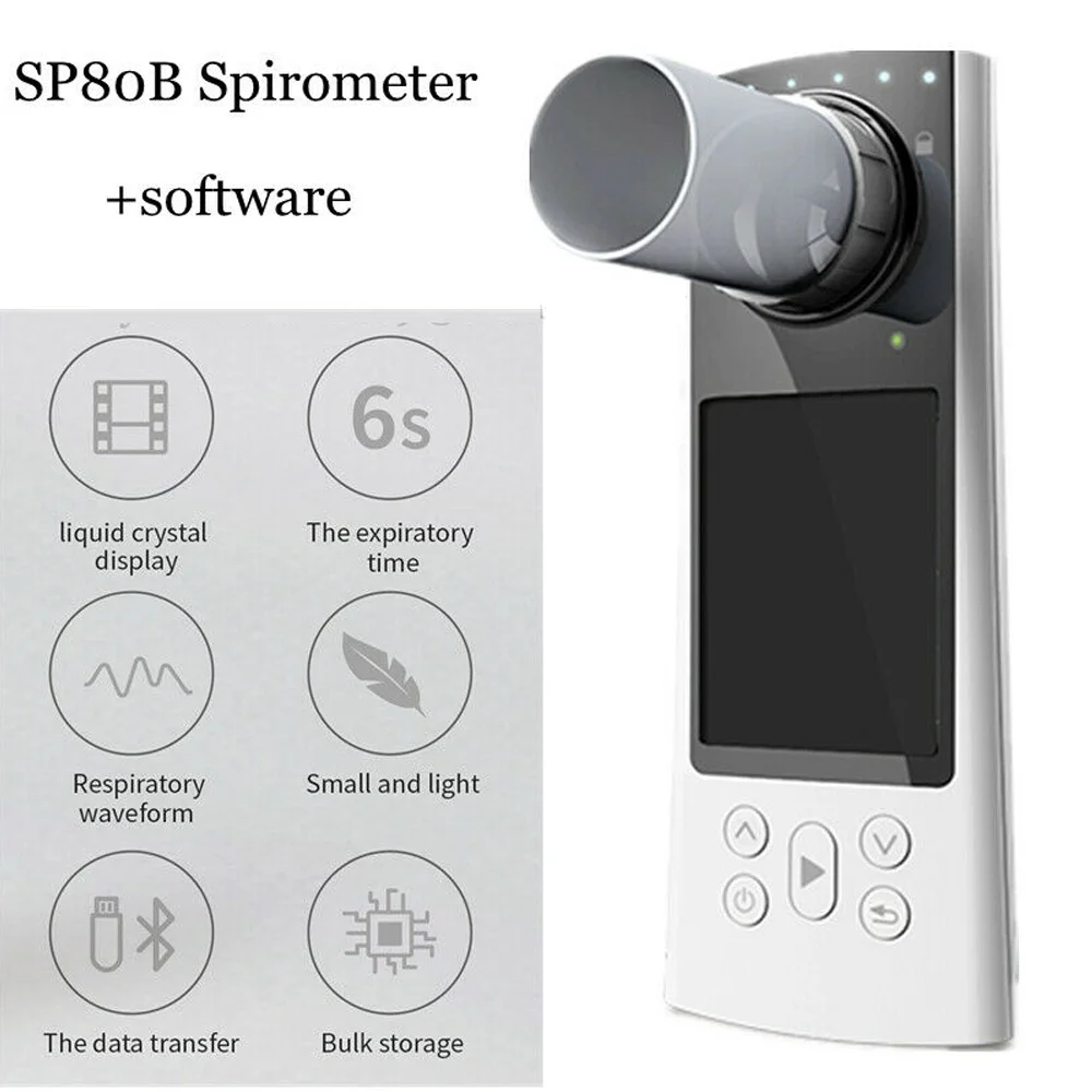 SP80B Bluetooth Digital Spirometer Color Display Lung Function Breathing Pulmonary Diagnost USB Portable Medical Device Software | Красота и