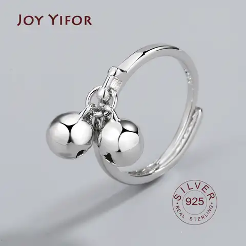 Кольцо женское из серебра 925 пробы, с 2 колокольчиками, кольцо с открытым пальцем