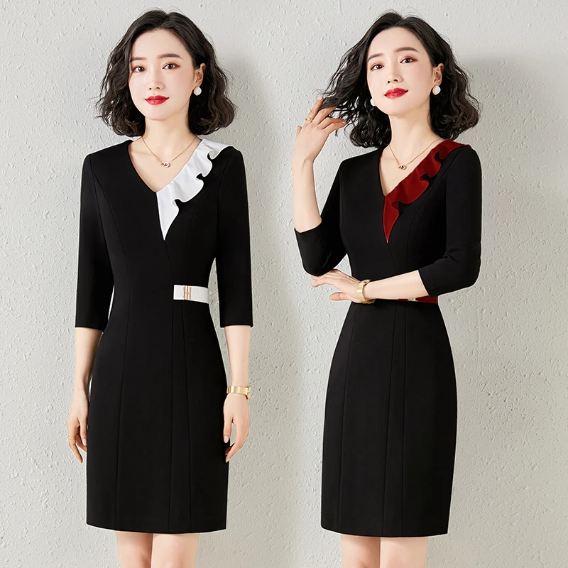 Деловое платье модный темпераментный стиль в стиле богини рабочая одежда для