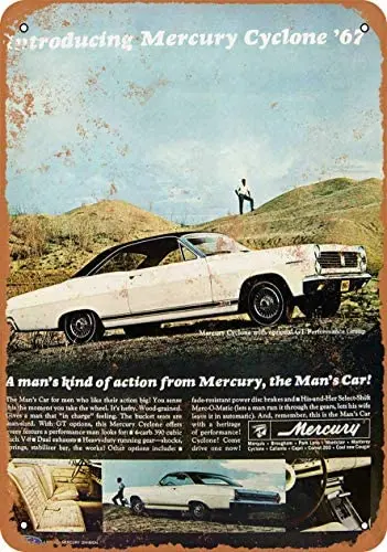 

12x16 дюймов металлический винтажный Забавный жестяной знак 1967 Mercury Cyclone GT