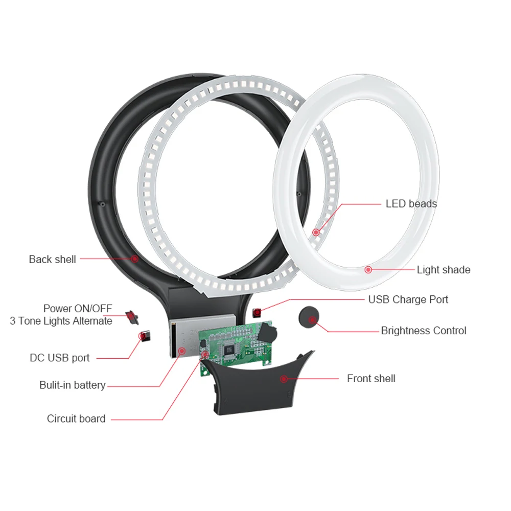 Фотография 3 варианта 16 7 Вт заполняющий светильник для селфи лампа USB камера