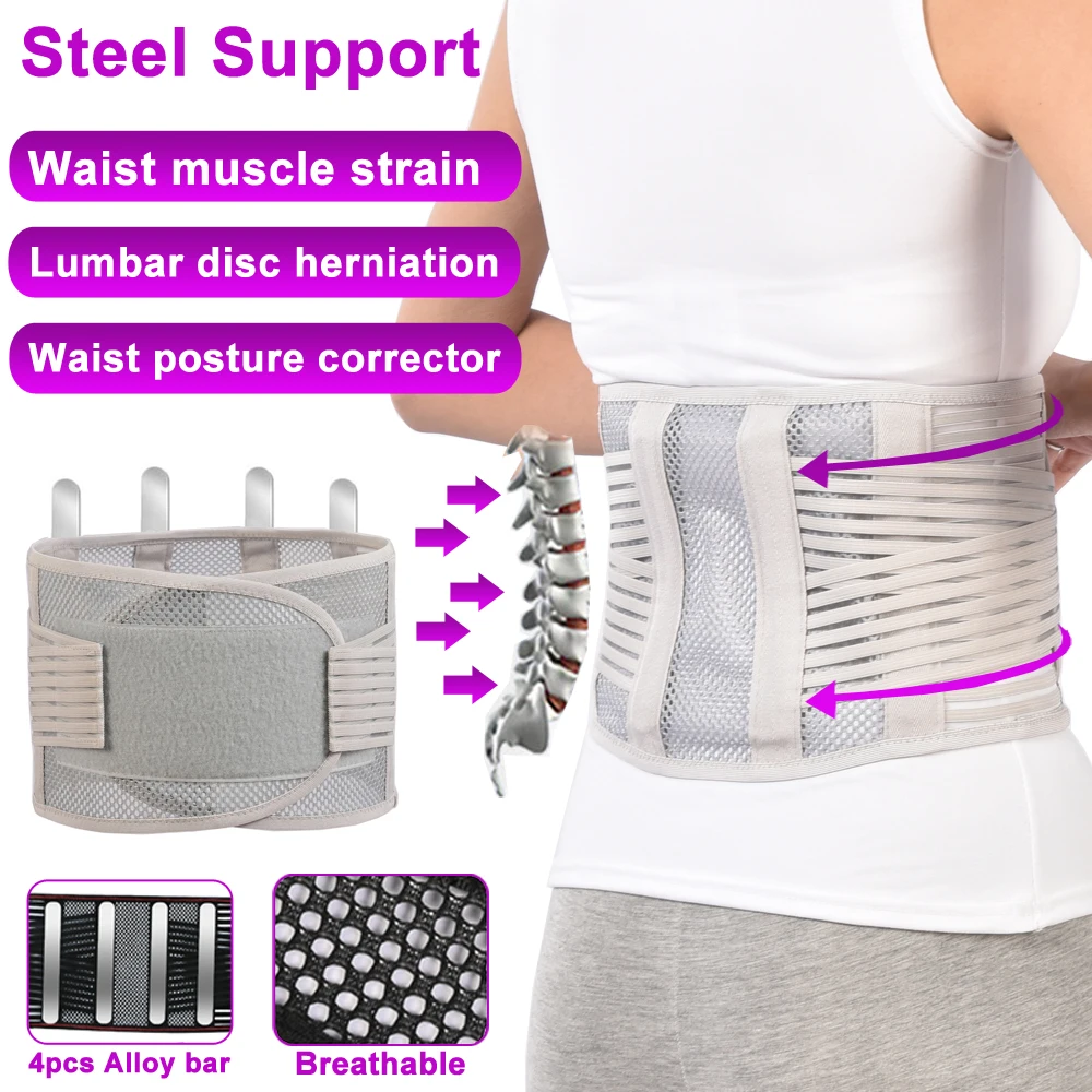 

Medical Bone Lumbar Support Belt Back Brace Posture Corrector Waist Trimmer Belt Protector Weight Loss Injury Muscle Compression