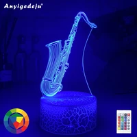 acrylic 3d illusion baby night light musical instrument led touch sensor color changing nightlight for room decor lamp saxophone