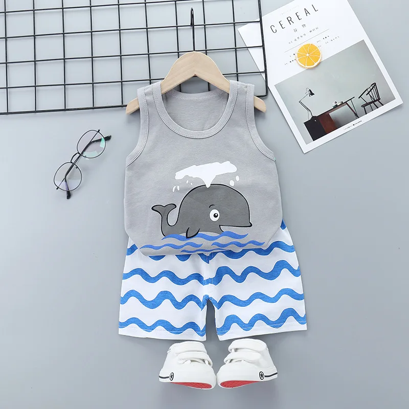 Summer Baby Boys Clothes Cotton Infant Vest Tops + Shorts Sets Girls Clothing Outfits | Детская одежда и обувь