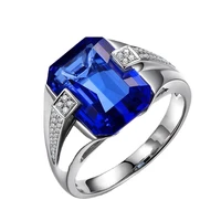 trendy silver color inlaid blue green crystal zircon rhinestone female male ring for men women wedding jewelry accessories