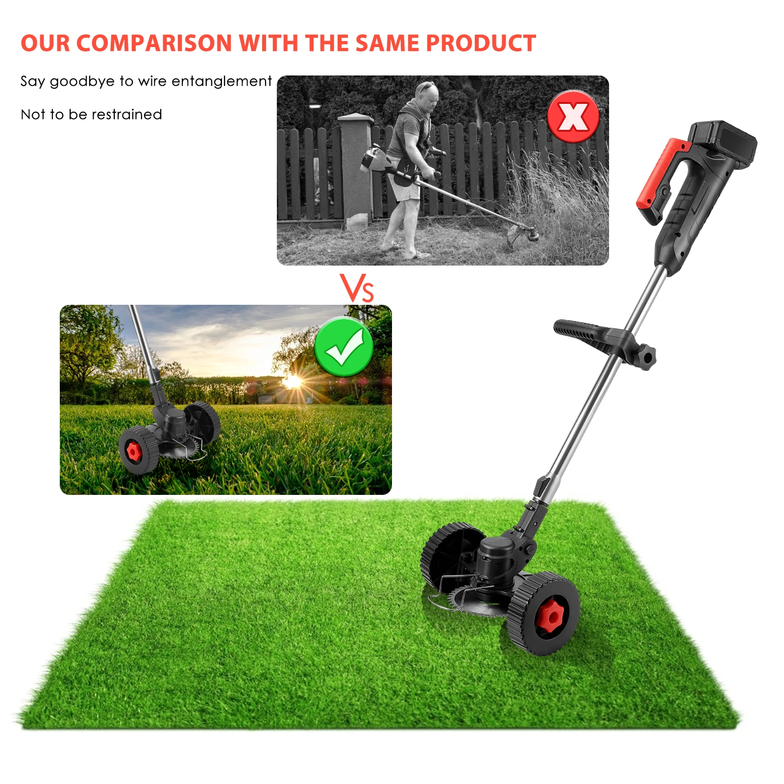 

Электрическая газонокосилка, беспроводной триммер с телескопическим полюсом, 36 В, для стрижки травы