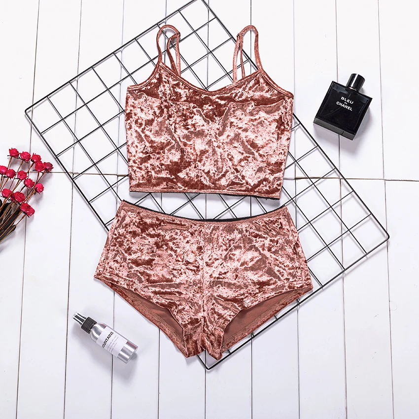 Suphis сексуальная летняя Пижама без рукавов розовый укороченный топ набор