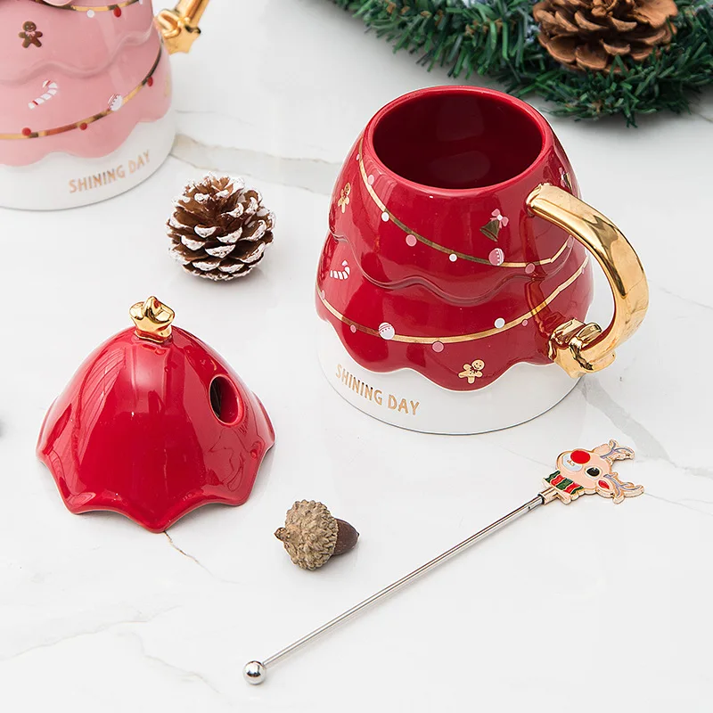 Christmas New Product Gift Box Creative with Lid Stirring Coffee Mug Cute Ceramic Cup | Дом и сад