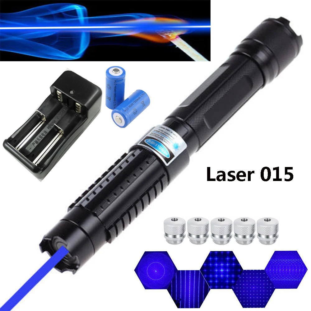 

Мощный синий лазерный фонарик 5000 нм непрерывная линия М охотничий синий лазерный прицел может сжечь спички/сигары/свечи