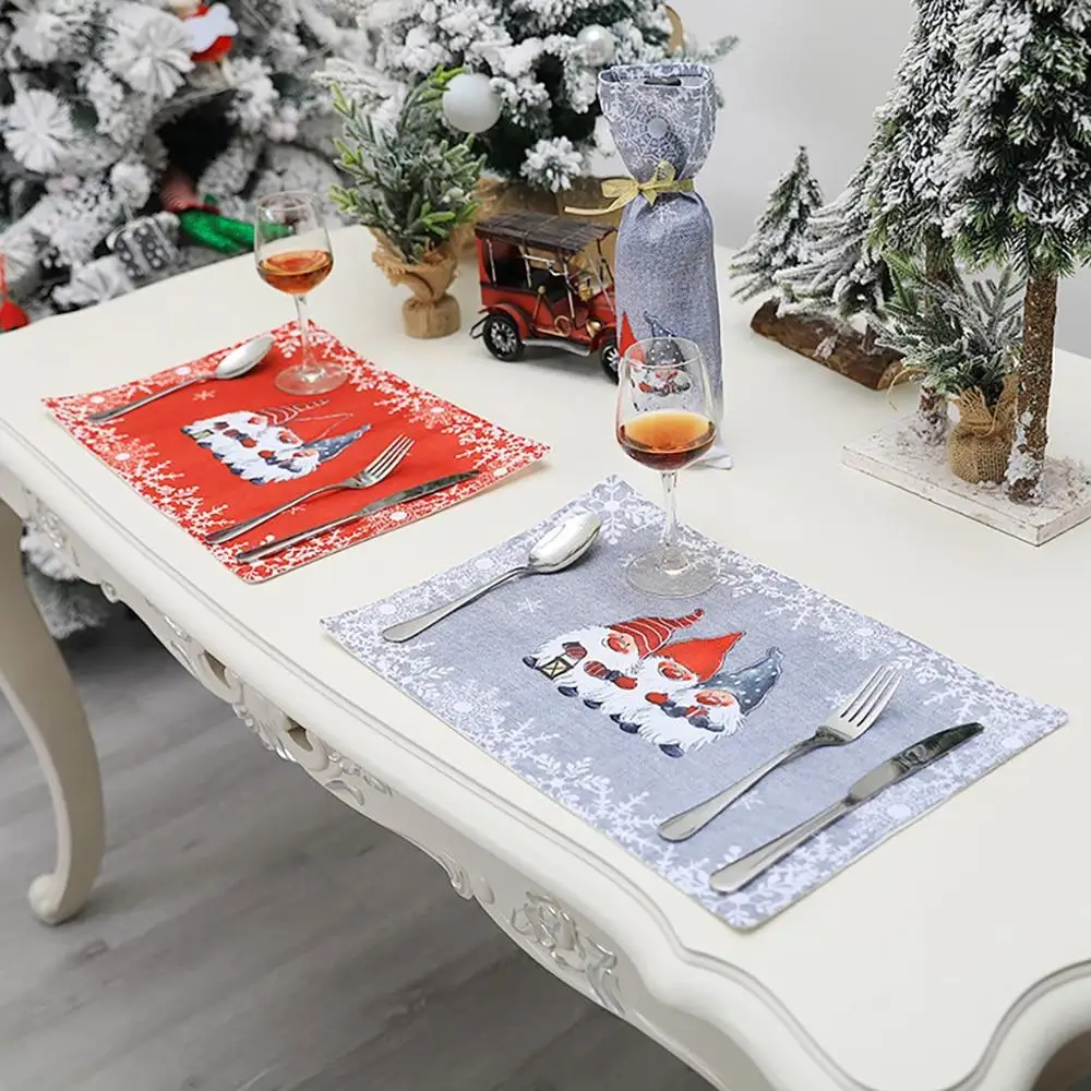 Christmas Decoration Cartoon Forest Man Placemat Gift table placemat with knife and fork #T | Дом и сад