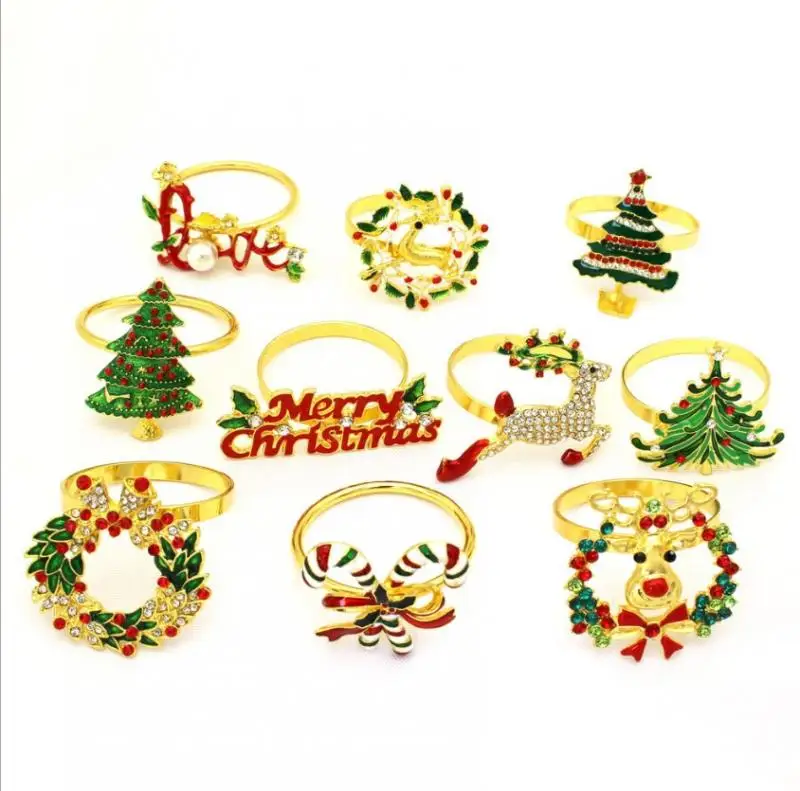 

New Christmas Napkin Rings Napkin Clasps Alloy Napkin Rings Napkin Buckles Dinner Wedding Party Table Decoration Kitchen Hot