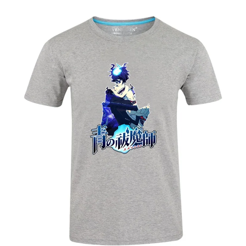 Синяя экроскоцистская хлопковая Футболка Ao no Exorcist футболка с круглым вырезом