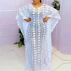 Белое Кружевное Африканское платье для женщин 2022, африканская одежда Дашики, вечернее платье, женское платье, мусульманское платье макси-кафтан