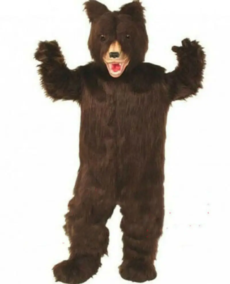 

Long Fur Brown Bear Mascot Costume Suit Cosplay Party Game Fancy Dress Outfits Parade New Halloween Party Fursuit Adult Size