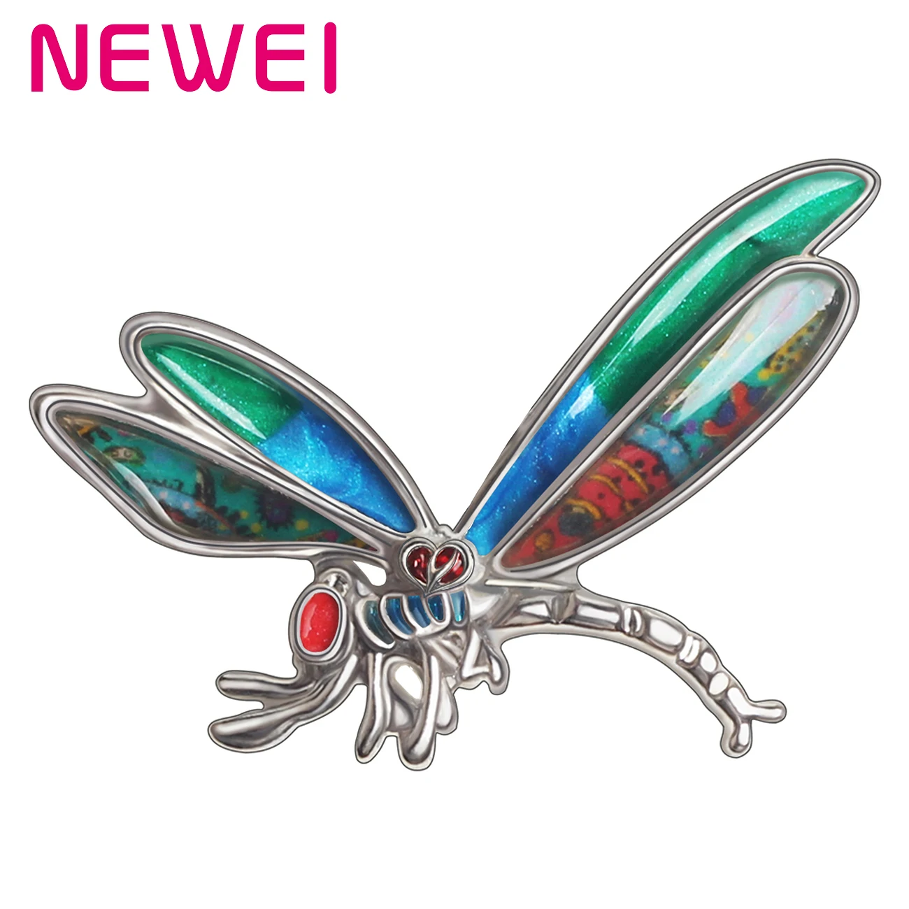 

NEWEI Enamel Alloy Metal Floral Cute Dragonfly Brooches Unique Insect Pin Scarf Jewelry For Women Teens Girls Party Charm Gifts