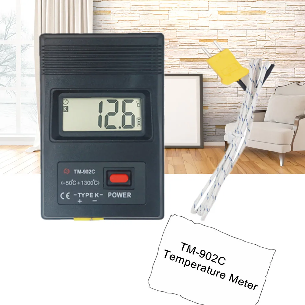 

TM-902C Temperature Meter TM902C Digital K Type Thermometer Sensor -50℃ to 1300℃ with Thermocouple Probe detector