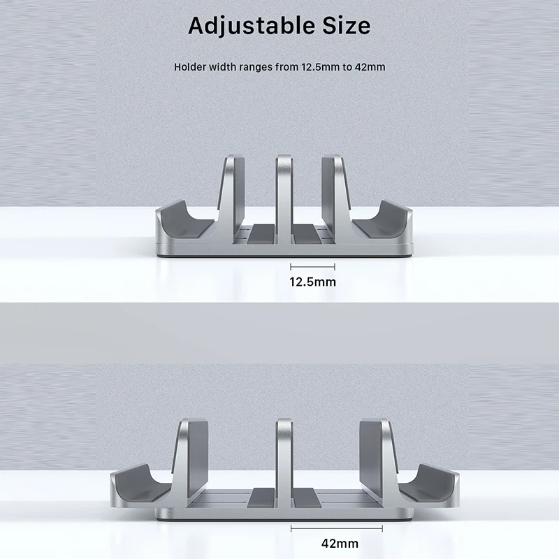 Фото CABLETIME Vertical Laptop Stand Aluminum Notebook Stand For MacBook Air Pro iPad HP Dell phone Dual Laptop Tablet Hold №5