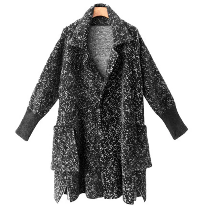 Винтажная верхняя одежда из искусственной норки Свободное пальто средней длины