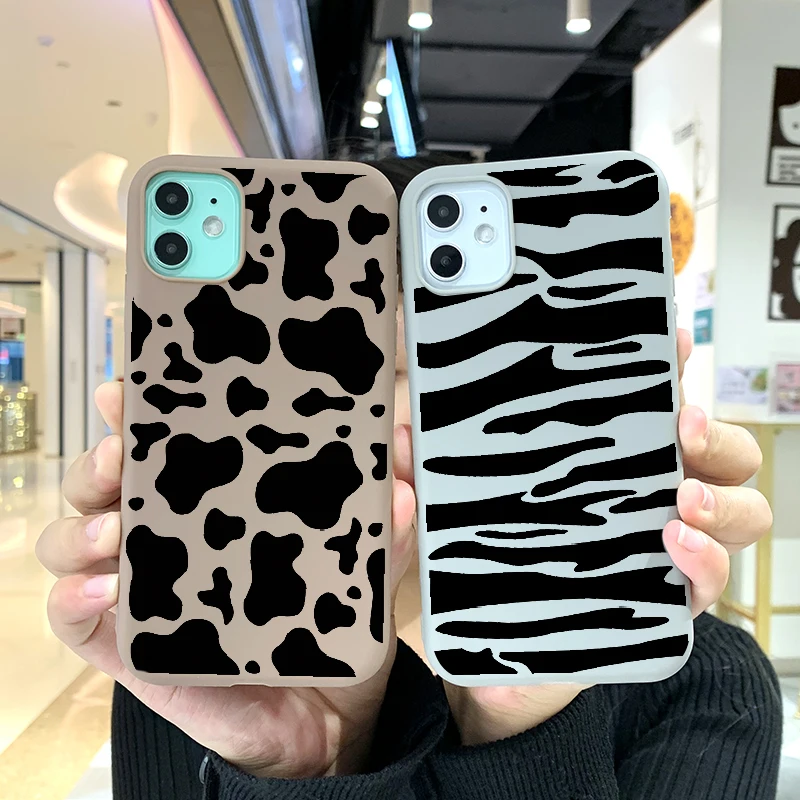 Чехол с коровьим узором для iPhone 12 Pro 11 XR X Xs Max 8 7 Plus Mini SE 2020 силиконовый чехол