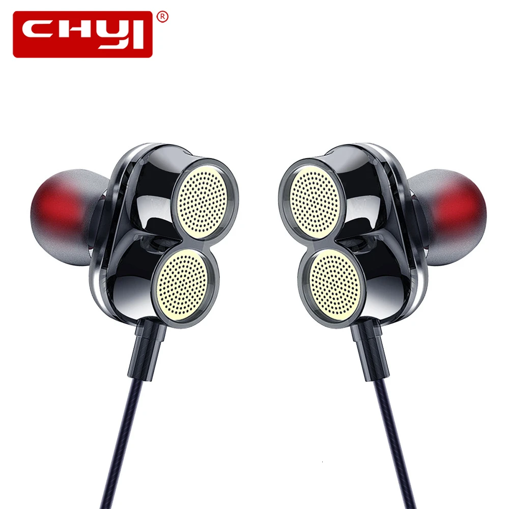 Металлические проводные наушники с двойным приводом стерео вкладыши Спортивная