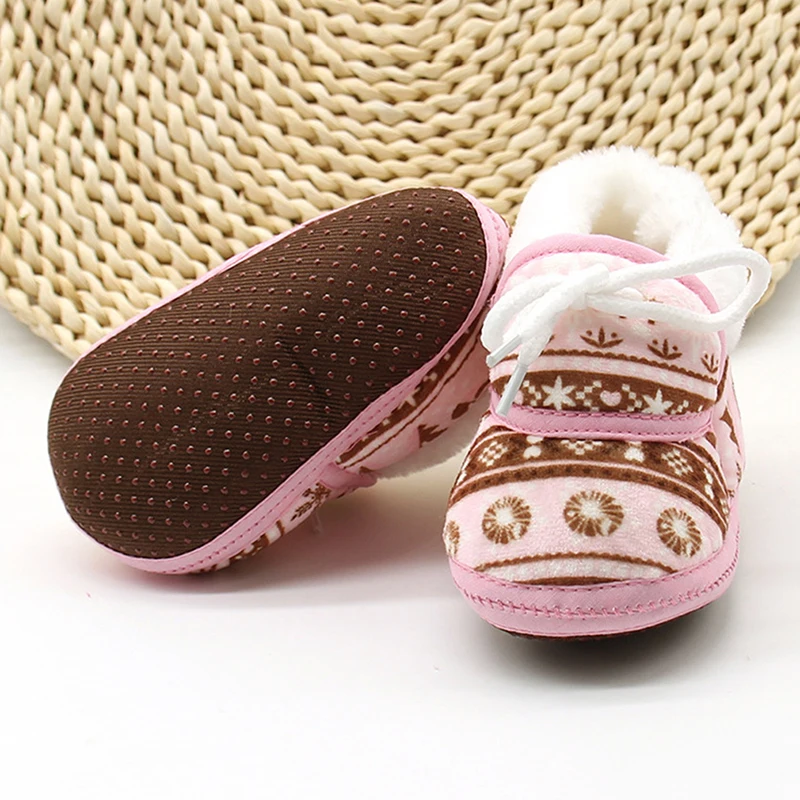 

New Winter Autumn Baby Shoes Soft Cotton Print Warm Plush Infant Boy Girl Toddler Shoes Anti-slip Shoes