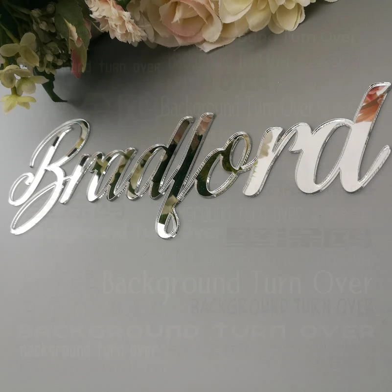 Зеркальный знак с именем на свадьбу декор вечерние ринки акриловый подарок заказ