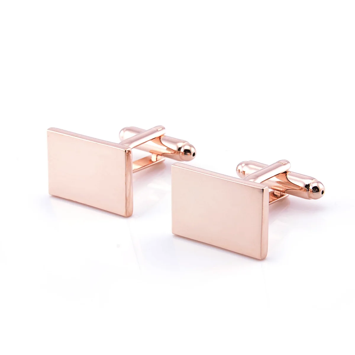 

Copper spot cufflinks rose gold rectangular mirror high-gloss metal cufflinks ordinary French fashion, convenient and good