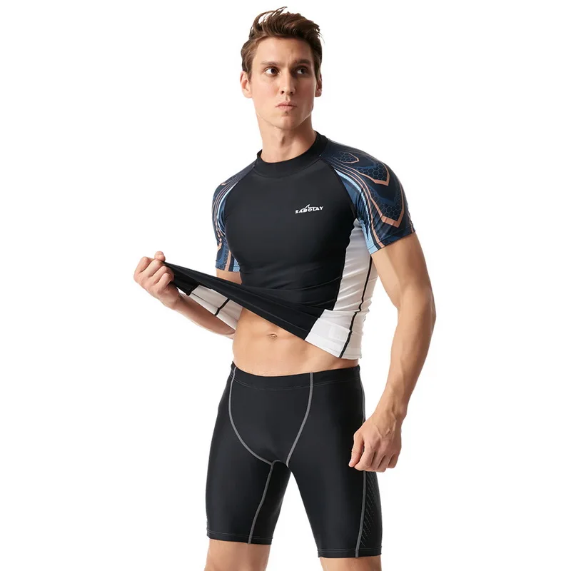 SABOLAY мужской купальник из лайкры с коротким рукавом защитой от УФ
