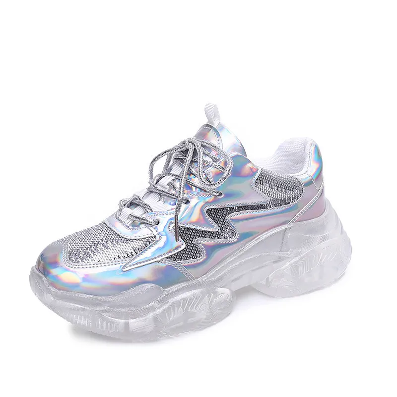 С прозрачной подошвой лазерный Летняя обувь женские новые Обувь с дышащей сеткой