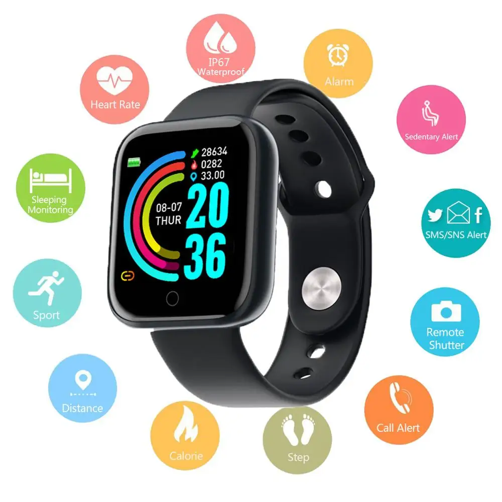 

Y68 Smart Watch Bracelet Blood Pressure Monitor Women Men Kids Smart Clock D20 Waterproof Sport Smartwatch Watch for Android IOS