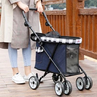 big wheels foldable carrier for pet cat dog stroller pushchair trolley travel cage click quick folding outdoor lightweight cart