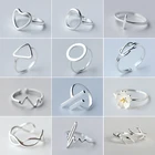 Женское кольцо Jisensp в стиле панк серебряного цвета, геометрическое круглое кольцо с изображением сердцебиения, цветка, оленя на костяшках, повседневная бижутерия для девушек