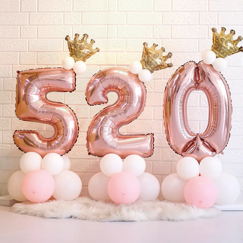 Розовое золото одежда для свадьбы дня рождения воздушные шары с днем номер