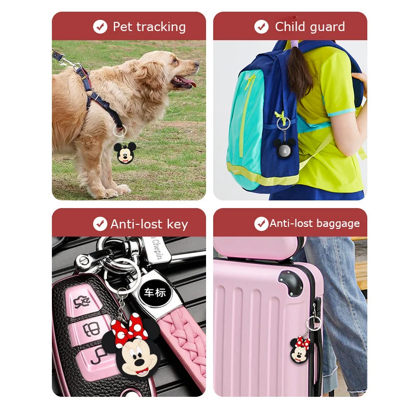 new disney cartoon apple airtag case soft silicone minnie mouse air tag keychain protective cover for apple position tracking free global shipping