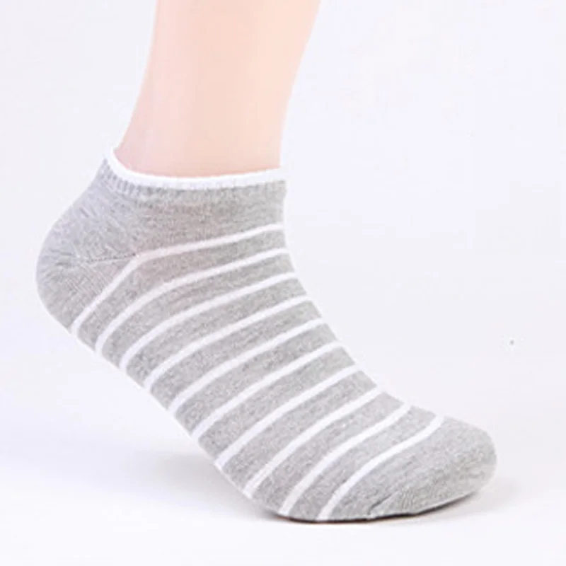 Носки мужские тонкие в полоску спортивные дышащие хлопковые короткие