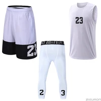 sports basketball shorts shooting sleeveless shirt for men gym workout 34 length compression leggings running pants activewear