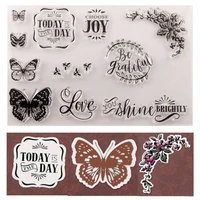2013 5cm butterfly transparent clear silicone stamp seal cutting diy scrapbook rubber coloring embossing diary decor reusable
