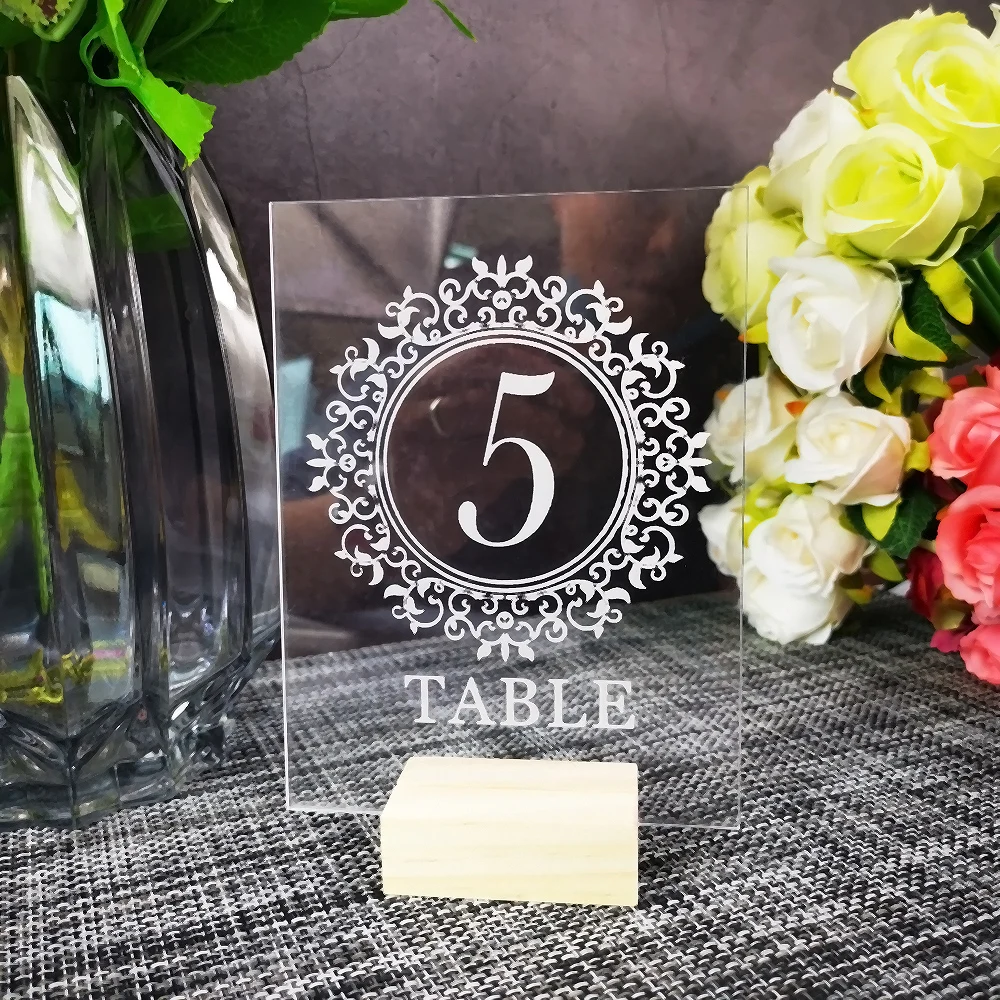 Акриловый венок настольные номера с деревянным держателем набор свадебных