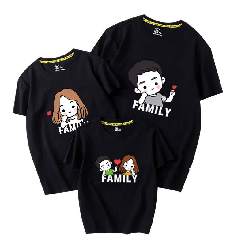 Семейные комплекты новая модная футболка Мужская хип хоп женская с буквенным
