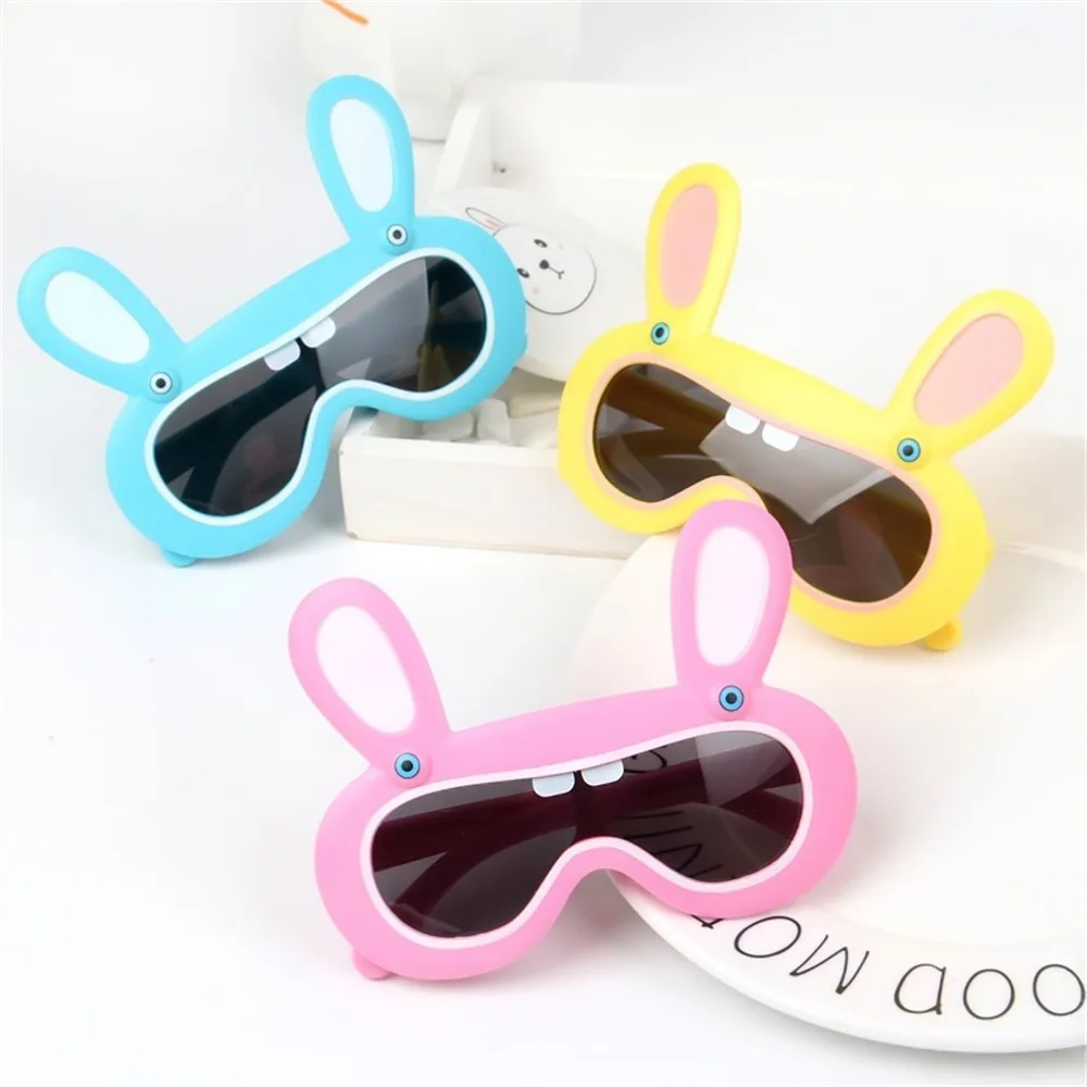 

Декоративные милые цветные Мультяшные солнцезащитные очки с кроликом, детские солнцезащитные очки для девочек, прозрачные антибликовые оч...