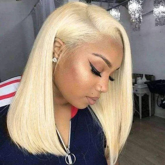 Glueless 13*4 кружевные передние человеческие волосы парики короткий боб парик бразильские парики 613 прямые волосы предварительно выщипанные волосы с детскими волосами