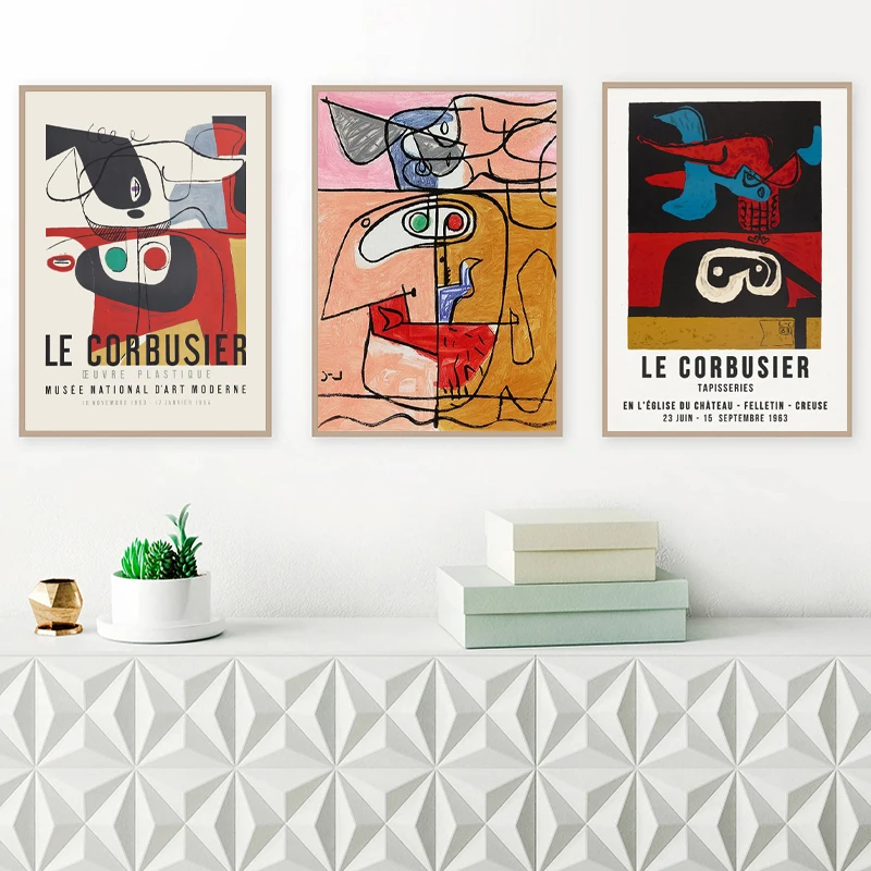 

Французский выставочный постер Le Corbusier, винтажный постер с рисунком по мотивам мультфильмов, современный абстрактный Декор на холсте среднего века