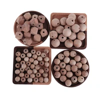 30pcs wooden beech natural round loose beads hexa round bracelet necklace baby teether pacifier chain accessories jewelry making