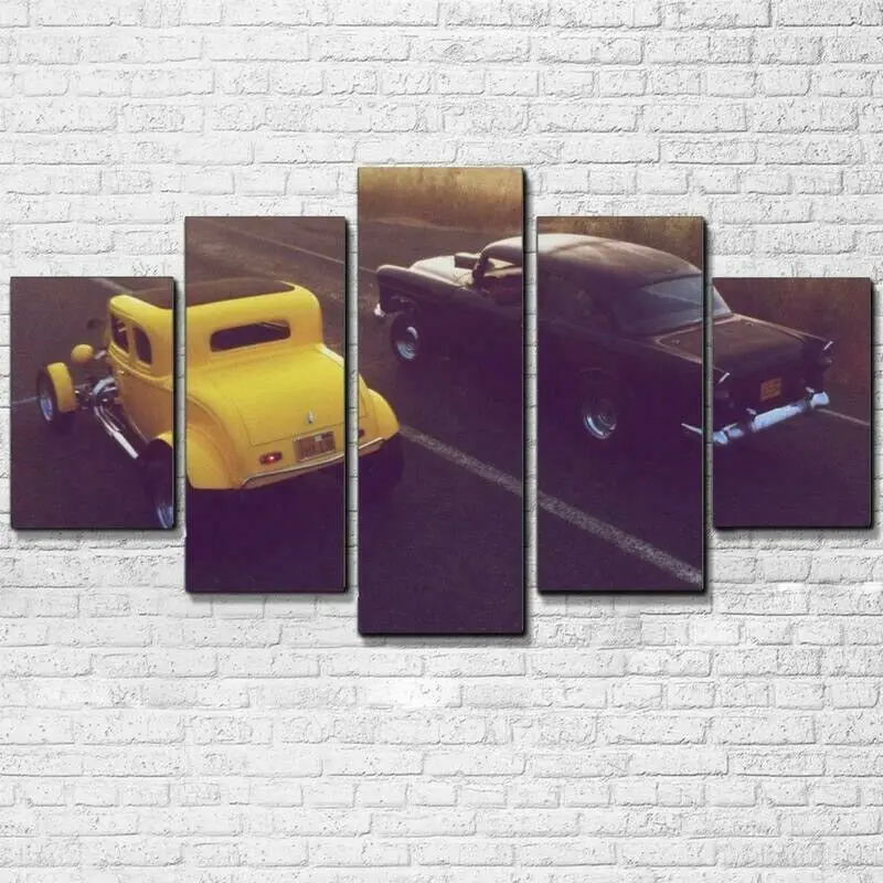 

No Framed 5 pieces American Classic Graffiti Car Home Decor Modular Pictures Modern Canvas Paintings Printed Wall Art
